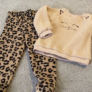 Cozy Tan Leopard Print Kids Pajama Set